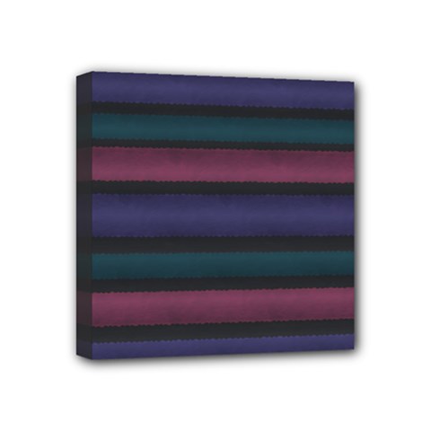 Stripes Pink Purple Teal Grey Mini Canvas 4  X 4  (stretched) by BrightVibesDesign