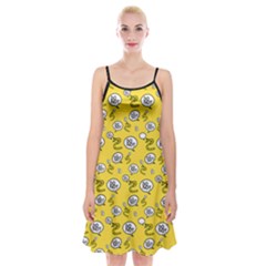 No Step On Snek Do Not Bubble Speech Pattern Yellow Background Meme Spaghetti Strap Velvet Dress by snek