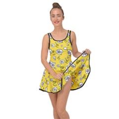 No Step On Snek Do Not Bubble Speech Pattern Yellow Background Meme Inside Out Casual Dress by snek