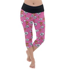 No Step On Snek Do Not Bubble Speech Pattern Pink Background Meme Lightweight Velour Capri Yoga Leggings by snek