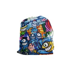 Graffiti Urban Colorful Graffiti Cartoon Fish Drawstring Pouch (medium) by genx