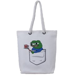 Apu Apustaja Roasting A Snail On A Campfire Pepe The Frog Pocket Tee Kekistan Full Print Rope Handle Tote (small) by snek
