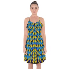 Flowers Coming From Above Ornate Decorative Ruffle Detail Chiffon Dress by pepitasart