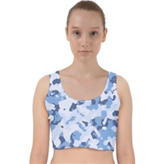 Standard Light Blue Camouflage Army Military Velvet Racer Back Crop Top by snek