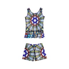 Vitrage Stained Glass Church Window Kids  Boyleg Swimsuit by Pakrebo