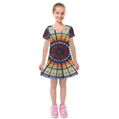 Background Stained Glass Window Kids  Short Sleeve Velvet Dress by Pakrebo