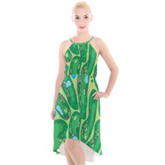 Golf Course Par Golf Course Green High-low Halter Chiffon Dress  by Pakrebo
