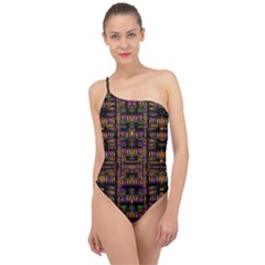 Surrounded By  Ornate  Loved Candle Lights In Starshine Classic One Shoulder Swimsuit by pepitasart