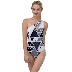 Gray Triangle Puzzle To One Side Swimsuit by Mariart