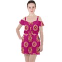 Morroco Tile Traditional Ruffle Cut Out Chiffon Playsuit View1