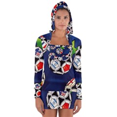 Textile Football Soccer Fabric Long Sleeve Hooded T-shirt by Pakrebo
