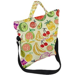Seamless Pattern Fruit Fold Over Handle Tote Bag by Mariart