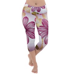 Star Flower Lightweight Velour Capri Yoga Leggings by Mariart