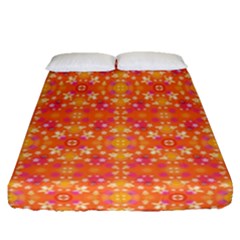 Desktop Pattern Abstract Orange Fitted Sheet (queen Size) by Pakrebo