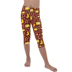 Paper Tissue Wrapping Kids  Lightweight Velour Capri Leggings  by Pakrebo