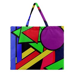 Background Color Art Pattern Form Zipper Large Tote Bag by Pakrebo