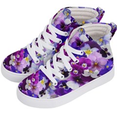 Pretty Purple Pansies Kids  Hi-top Skate Sneakers by retrotoomoderndesigns