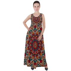 Mandala - Red & Teal  Empire Waist Velour Maxi Dress by WensdaiAmbrose