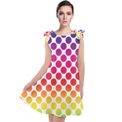 Rainbow Polka Dots Tie Up Tunic Dress by retrotoomoderndesigns