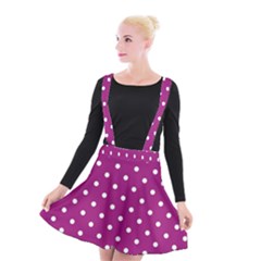 Fuschia Polka Dot Suspender Skater Skirt by retrotoomoderndesigns