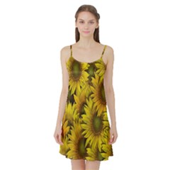 Surreal Sunflowers Satin Night Slip by retrotoomoderndesigns