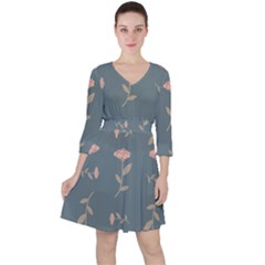 Florets In Grey Ruffle Dress by WensdaiAmbrose
