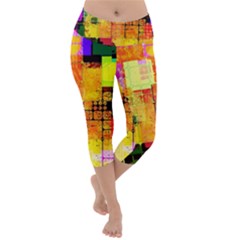 Too Square, Don t Care  Lightweight Velour Capri Yoga Leggings by WensdaiAmbrose