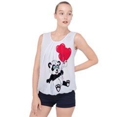 Panda Valentine Bubble Hem Chiffon Tank Top by retrotoomoderndesigns