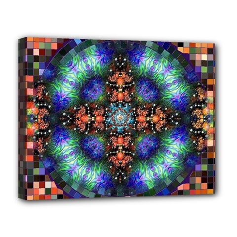 Mosaic Kaleidoscope Form Pattern Canvas 14  X 11  (stretched) by Pakrebo