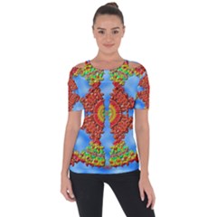 Pictures Digital Art Abstract Shoulder Cut Out Short Sleeve Top by Pakrebo