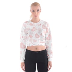Pastel Pink Hearts Cropped Sweatshirt by retrotoomoderndesigns