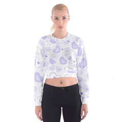 Pastel Purple Hearts Cropped Sweatshirt by retrotoomoderndesigns