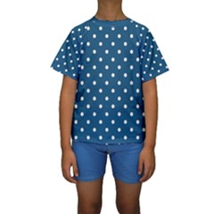Turquoise Polka Dot Kids  Short Sleeve Swimwear by retrotoomoderndesigns