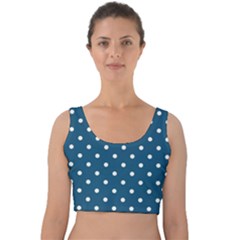 Turquoise Polka Dot Velvet Crop Top by retrotoomoderndesigns