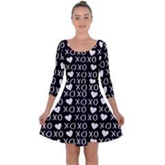 Xo Valentines Day Pattern Quarter Sleeve Skater Dress by Valentinaart