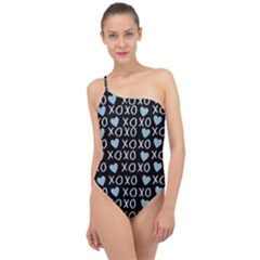 Xo Valentines Day Pattern Classic One Shoulder Swimsuit by Valentinaart