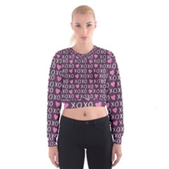 Xo Valentines Day Pattern Cropped Sweatshirt by Valentinaart