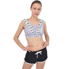 Xo Valentines Day Pattern V-back Sports Bra by Valentinaart