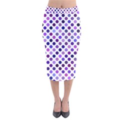 Shades Of Purple Polka Dots Velvet Midi Pencil Skirt by retrotoomoderndesigns