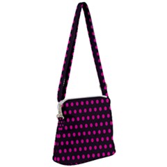 Pink Black Polka Dots Zipper Messenger Bag by retrotoomoderndesigns