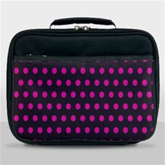 Pink Black Polka Dots Lunch Bag by retrotoomoderndesigns