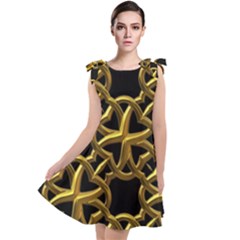 Gold Black Starfish Tie Up Tunic Dress by retrotoomoderndesigns