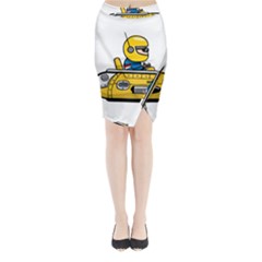Cartoon Space Racer Galaxy Science Midi Wrap Pencil Skirt by Wegoenart