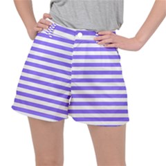 Lilac Purple Stripes Stretch Ripstop Shorts by snowwhitegirl