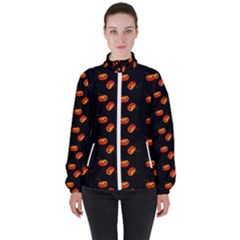Kawaii Pumpkin Black High Neck Windbreaker (women) by snowwhitegirl