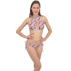 Halloween Treats Pattern Pink Cross Front Halter Bikini Set by snowwhitegirl
