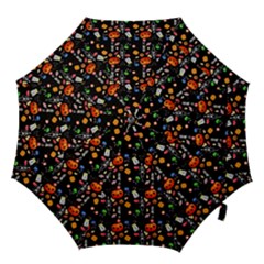 Halloween Treats Pattern Black Hook Handle Umbrellas (large) by snowwhitegirl