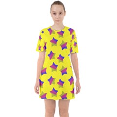 Ombre Glitter  Star Pattern Sixties Short Sleeve Mini Dress by snowwhitegirl