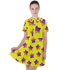 Ombre Glitter  Star Pattern Short Sleeve Shoulder Cut Out Dress  by snowwhitegirl