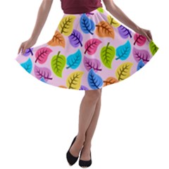 Colorful Leaves A-line Skater Skirt by snowwhitegirl